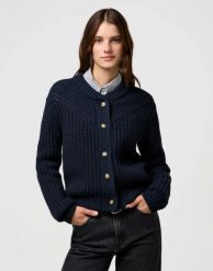 DAMSKI SWETER WRANGLER WESTERN CARDIGAN DARK NAVY 112370796. Niebieskie kardigany Wrangler, xs, bez wzorów. Za 199.99 zł.
