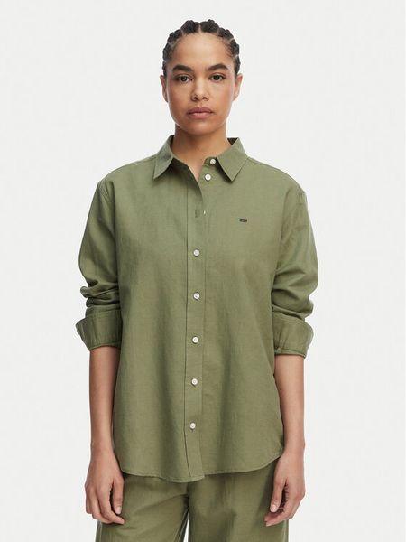 Tommy Jeans Koszula DW0DW22209 Zielony Relaxed Fit. Zielone koszule Tommy Jeans, l, bez wzorów, z jeansu, bez kołnierzyka, bez ramiączek. Za 256.99 zł.