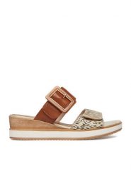 Remonte Klapki CEO-D6463-24 Brązowy. Brązowe klapki Remonte, bez wzorów, ze skóry, bez obcasa. Za 349.99 zł.