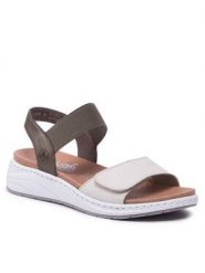 Sandały Rieker. Brązowe sandały Rieker, bez wzorów, bez obcasa, na płaskiej podeszwie, bez zapięcia. Za 339.99 zł.