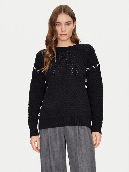 Guess Sweter W5RR13 Z3KY0 Czarny Regular Fit. Czarne swetry Guess, s, z aplikacjami, z syntetyku, bez ramiączek. Za 329.99 zł.
