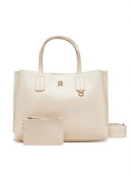 Tommy Hilfiger Torebka Th Distinct Mini Tote AW0AW17192 Beżowy. Brązowe torebki klasyczne TOMMY HILFIGER, bez wzorów, ze skóry, bez dodatków. Za 419.99 zł.