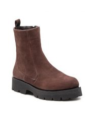 Simple Botki SL-15-02-000049 Brązowy. Brązowe botki Simple, bez wzorów, z nubiku, bez obcasa, na płaskiej podeszwie, bez zapięcia. Za 499.00 zł.