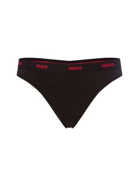 HUGO Stringi Kobiety Bawełna czarny, XS. Czarne stringi Hugo, bez wzorów, z bawełny. Za 95.95 zł.