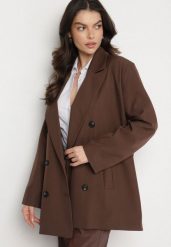 Brązowa Dwurzędowa Marynarka o Pudełkowym Kroju Nilinne. Brązowe marynarki i żakiety Born2be, uniwersalny, bez wzorów, z jeansu, eleganckie. Za 139.99 zł.
