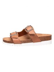 Scholl Skórzane klapki "Filippa" w kolorze jasnobrązowym rozmiar: 36. Brązowe klapki Scholl, bez wzorów, z otwartym noskiem, bez obcasa. Za 137.63 zł.