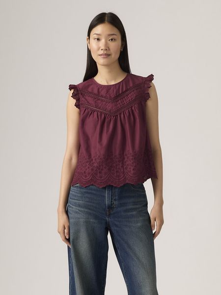 Levi's Bluzka w kolorze fioletowym rozmiar: XS. Różowe bluzki Levi's®, s, bez wzorów, z bawełny, bez kołnierzyka, bez ramiączek. Za 157.32 zł.