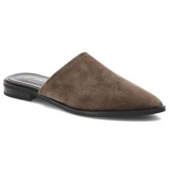 Klapki damskie S.Barski, cholewka ze skóry naturalnej zamszowej wsuwany fason z zabudowanym przodem, zielone, JC61-1004. Zielone klapki S.BARSKI, bez wzorów, ze skóry, bez obcasa. Za 239.00 zł.