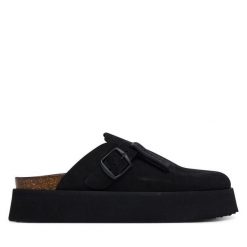 Klapki D.Franklin. Czarne klapki D.Franklin, bez wzorów, bez obcasa. Za 569.99 zł.