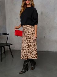 Milan Kiss Spódnica w kolorze jasnobrązowo-czarnym rozmiar: L. Brązowe spódnice Milan Kiss, l, bez wzorów, midi. Za 126.99 zł.