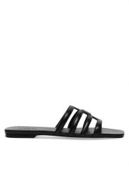 Badura Klapki JEAN-113775 Czarny. Czarne klapki Badura, bez wzorów, ze skóry, bez obcasa. Za 139.99 zł.
