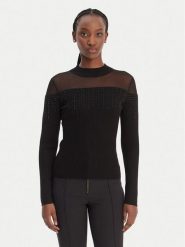 Guess Sweter W6RR70 Z2YK2 Czarny Regular Fit. Czarne swetry Guess, m, z aplikacjami, z wiskozy, bez ramiączek. Za 439.99 zł.