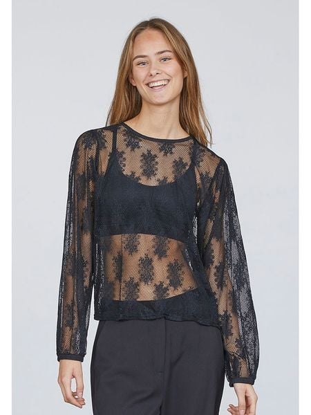 SisterS point Bluzka w kolorze czarnym rozmiar: S. Czarne bluzki Sisters Point, s, bez wzorów, z koronki, bez kołnierzyka, bez ramiączek. Za 39.58 zł.
