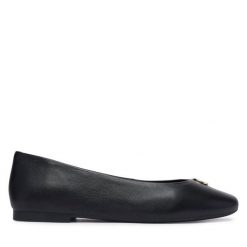 Baleriny Tommy Hilfiger. Czarne baleriny TOMMY HILFIGER, bez wzorów, bez obcasa. Za 409.99 zł.