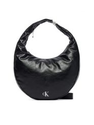 Calvin Klein Torebka Buckle Convertible Hobo Bag LV04F3446G Czarny. Czarne torebki klasyczne Calvin Klein, bez wzorów, ze skóry, bez dodatków. Za 649.99 zł.