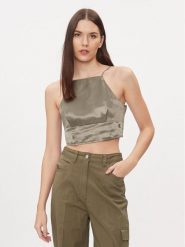 Calvin Klein Jeans Top J20J222903 Zielony Slim Fit. Zielone topy Calvin Klein Jeans, l, bez wzorów, z jeansu, bez kołnierzyka, bez ramiączek. Za 179.99 zł.