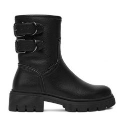 Botki MEXX. Czarne botki Mexx, bez wzorów, bez obcasa, na płaskiej podeszwie, bez zapięcia. Za 349.99 zł.