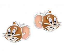 Kolczyki srebrne z emalią - Tom and Jerry, Jerry, Warner Bros. Discovery. Szare kolczyki Apart, srebrne. Za 189.00 zł.