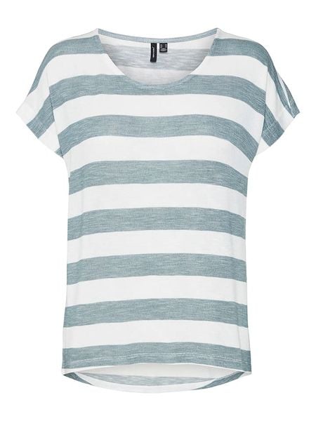 Vero Moda Koszulka w kolorze biało-błękitnym rozmiar: XS. Białe bluzki Vero Moda, s, bez wzorów, z wiskozy, klasyczne, bez kołnierzyka, bez ramiączek. Za 66.16 zł.