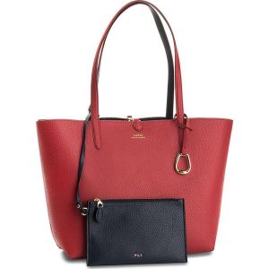 Torebka LAUREN RALPH LAUREN - Merrimack 431697234010 Red/Navy. Czerwone torby na ramię Lauren Ralph Lauren, bez wzorów, ze skóry ekologicznej, na ramię, duże, bez dodatków. W wyprzedaży za 459.00 zł.