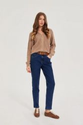 Jeansy z paskiem granatowe. Jeansy MOODO, l, bez wzorów. Za 149.99 zł.