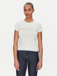 Guess T-Shirt W5GI04 J1314 Błękitny Slim Fit. Niebieskie t-shirty Guess, xxl, z aplikacjami, z bawełny, bez kołnierzyka, bez ramiączek. Za 97.00 zł.