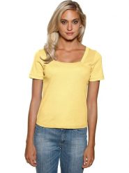 Heine Koszulka w kolorze żółtym rozmiar: 40. Żółte bluzki Heine, bez wzorów, z bawełny, bez kołnierzyka, bez ramiączek. Za 56.99 zł.