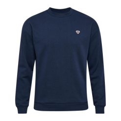 Luźna bluza z okrągłym dekoltem Hummel Bee. Niebieskie bluzy Hummel, xs, z aplikacjami, z bawełny, bez kaptura. Za 213.20 zł.