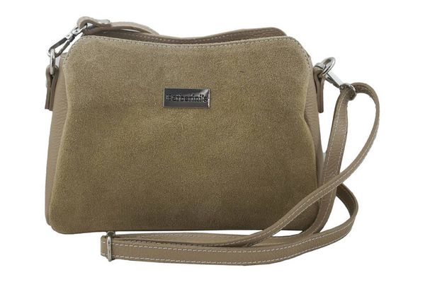 Listonoszka skórzana BARBERINI'S beżowa 931-2. Brązowe torebki klasyczne Barberini's, bez wzorów, ze skóry, duże, zamszowe, bez dodatków. Za 241.99 zł.