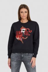 KARL LAGERFELD Czarna damska bluza ikonik lny, Rozmiar M. Czarne bluzy sportowe KARL LAGERFELD, m, bez wzorów, bez kaptura. W wyprzedaży za 509.99 zł.