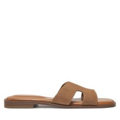 Klapki DeeZee. Brązowe klapki DeeZee, bez wzorów, bez obcasa. Za 139.99 zł.