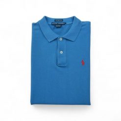 Krótki rękaw Polo dla kobiet. Niebieskie koszulki polo RALPH LAUREN, l, bez wzorów, z materiału, bez kołnierzyka, bez ramiączek. Za 127.76 zł.