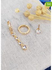 Atelier MIU Kolczyki-kreole (3 szt.) z cyrkoniami rozmiar: onesize. Żółte kolczyki Atelier MIU, z cyrkonią, z mosiądzu. Za 74.28 zł.