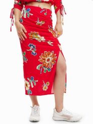 Desigual Spódnica ołówkowa Crimea 23SWFW22 Czerwony Slim Fit. Czerwone spódnice Desigual, s, bez wzorów, z wiskozy, ołówkowe. Za 209.99 zł.