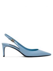Dolce&Gabbana Sandały CG0805 A1037 Niebieski. Niebieskie sandały Dolce&Gabbana, bez wzorów, ze skóry, bez obcasa, na szpilce, bez zapięcia. Za 2,699.00 zł.