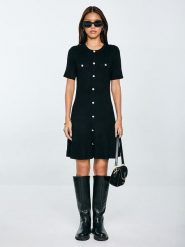 BIG STAR Sukienka w kolorze czarnym rozmiar: L. Czarne sukienki Big Star, na co dzień, l, bez wzorów, retro, bez kołnierzyka, bez ramiączek, midi, proste. Za 99.99 zł.