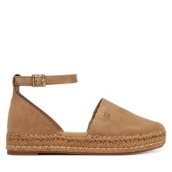 Espadryle Tommy Hilfiger. Brązowe espadryle TOMMY HILFIGER, bez wzorów, bez obcasa, bez zapięcia. Za 409.99 zł.