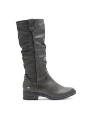 Mustang Kozaki 1293-602 Szary. Szare kozaki Mustang, z materiału, bez obcasa, na płaskiej podeszwie, bez zapięcia. Za 439.99 zł.