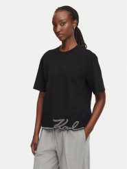 KARL LAGERFELD T-Shirt B3W17065 Czarny Regular Fit. Czarne t-shirty KARL LAGERFELD, xl, bez wzorów, z bawełny, bez kołnierzyka, bez ramiączek. Za 529.99 zł.