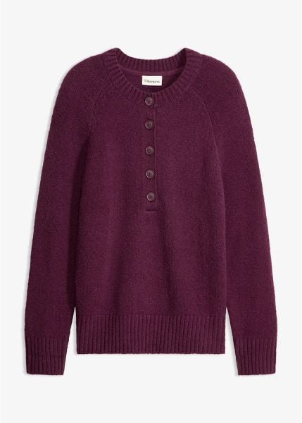 Sweter z mieszanki bawełny. Fioletowe swetry bonprix, bez wzorów, z bawełny, bez ramiączek. Za 109.99 zł.