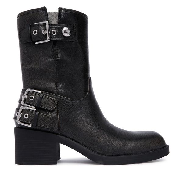 Botki Guess. Czarne botki Guess, z aplikacjami, bez obcasa, na słupku, bez zapięcia. Za 764.99 zł.