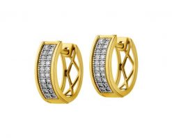 Kolczyki z żółtego złota z diamentami - koła - 0,14 ct - próba 585. Żółte kolczyki Apart, z diamentem, złote. Za 3,090.00 zł.
