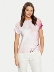 Guess T-Shirt W5RI09 K68D2 Różowy Regular Fit. Czerwone t-shirty Guess, xs, z aplikacjami, z wiskozy, bez kołnierzyka, bez ramiączek. Za 149.99 zł.