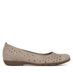 Baleriny Gabor. Brązowe baleriny Gabor, bez wzorów, bez obcasa. Za 419.99 zł.