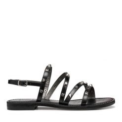 Sandały Geox. Czarne sandały Geox, bez wzorów, bez obcasa, na płaskiej podeszwie, bez zapięcia. Za 399.99 zł.