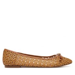 Baleriny TWINSET. Brązowe baleriny Twinset, bez wzorów, bez obcasa. Za 579.99 zł.