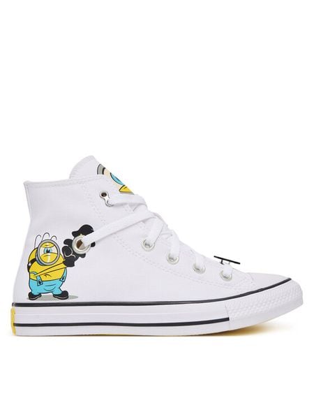 Converse Trampki Minions Chuck Taylor All Star A21403C Biały. Białe trampki Converse, bez wzorów, z materiału, bez zapięcia. Za 399.99 zł.