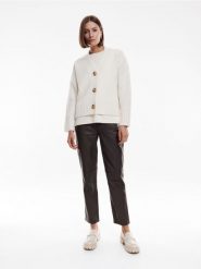 Wełniany kardigan oversize - kremowy. Białe kardigany Reserved, l, bez wzorów, z kaszmiru. W wyprzedaży za 219.99 zł.