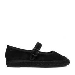 Espadryle Roxy. Czarne espadryle Roxy, bez wzorów, bez obcasa, bez zapięcia. Za 129.99 zł.