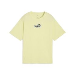 Damska koszulka o luźnym kroju Essentials Nature 2.0 PUMA Gold Moon Yellow. Żółte bluzki Puma, bez wzorów, eleganckie, bez kołnierzyka, bez ramiączek. W wyprzedaży za 79.00 zł.